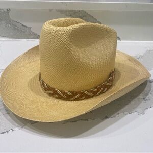 Vintage Country Gentleman woven straw Panama hat western cowboy Ecuador Medium